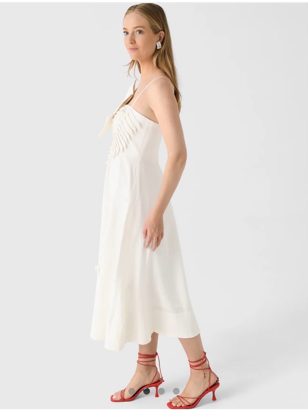 FARM Rio Cream Floral Appliqué Midi Dress with Spaghetti Straps NWT - Picture 5 of 12